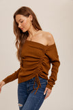 RUCHED DRAWSTRING DETAILED SWEATER (CHAI)