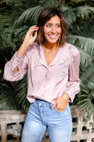 RUFFLE COLLAR AND BUTTON UP
