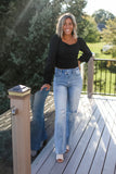 BLACK RUFFLE CROP